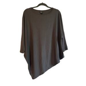 Clara Sun Woo Grey Asymmetric Hem Long Sleeve Top Sz L